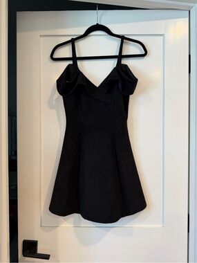 Black Velvet Off-Shoulder A-Line Mini Dress